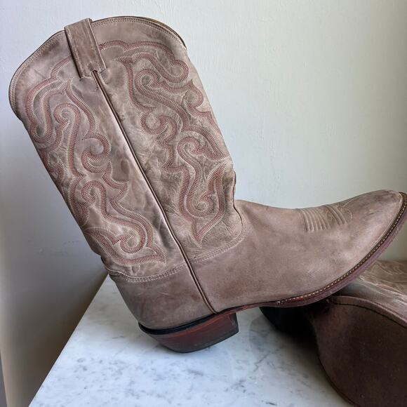 Nocona Handcrafted USA Western Boots Distressed Leather Light Brown Men’s 13 D main image 9